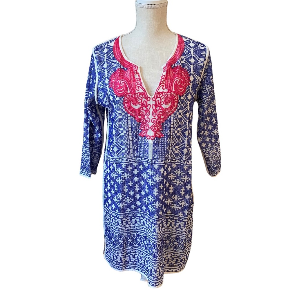 Soft Surroundings Label Noir embroidered linen tunic S